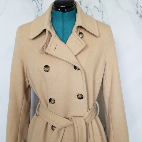 DKNY Tan Wool Blend Pea Coat - Picture 2 of 8